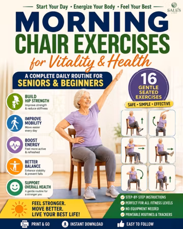Morning Chair Exercises for Vitality & Health , A Complete Daily Routine for Seniors And Beginners Printable PDF And Digital Download