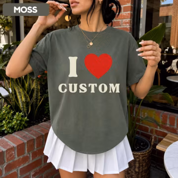 Comfort Colors Personalized Text Shirt, Custom I Heart Sweatshirt, I Love Custom Graphic Tshirt, Customizable Unisex Shirt Personalized Gift