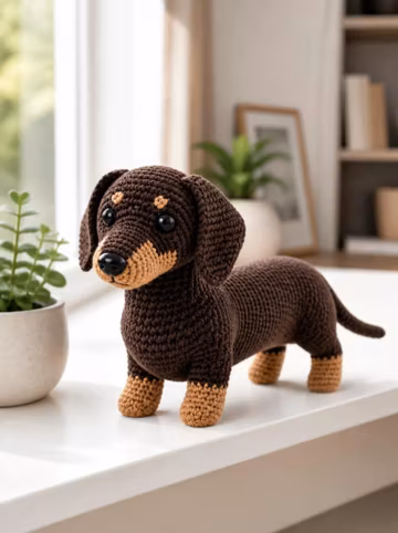 Dachshund Crochet Pattern PDF, Amigurumi Wiener Dog Tutorial (Digital Download)