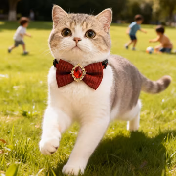 Red Bow Tie Pet Collar, Elegant Cat Necklace with Gem Charm, Cute Puppy Accessory, Luxury Pet Jewelry Gift for Cats and Small Dogs