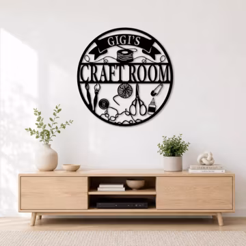 Personalized Craft Room Metal Sign, Custom Sewing Wall Art, She Shed Decor, Unique Birthday Gift for Mom & DIY Crafters