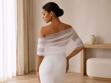 Bridal Tulle Off Shoulder Wrap, Sheer Wedding Shawl, Tulle Bridal Shrug, Wedding Dress Cover Up, Bridal Shoulder Wrap