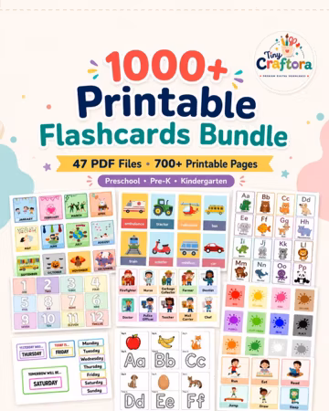 Preschool Learning Flashcards Bundle | 1000+ Educational Cards (PDF Download)