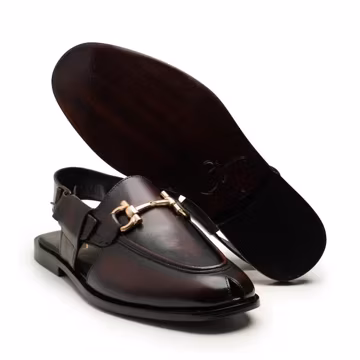 Handmade Burgundy Leather Slingback Loafers, Men'sDark Brown Dress Casual Sandal Shoes