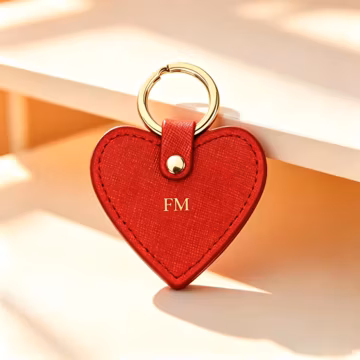 Custom Letter Heart Leather Keychain, Personalized Initial Love Heart Key Charm, Customized Leather Key Accessory, Gift For Her