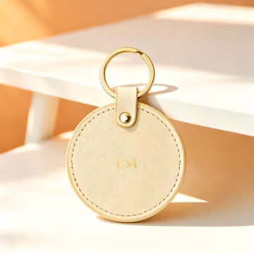 Custom Letter Round Leather Keychain,Personalized Initial Leather Keyring,Custom Name Key Charm,Gift For Friends