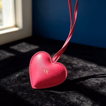 Custom Letter Heart Leather Luggage Tag, Long Rope Travel Bag Charm, Personalized Gift For Her, Travel Accessory