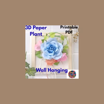 3D Papercraft Blue Rose Template | DIY Paper Patterns PDF | Unique Birthday Gift Idea | Printable Modern Home Decor,Walls Paper Model