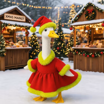 Holiday garden decorations, Porch goose costume, Christmas long dress, Halloween quirky garden decoration