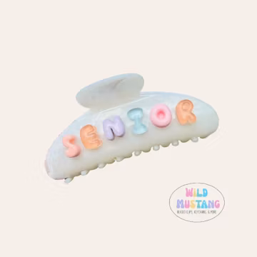 Senior Bubble Letter Claw Clip | Personalized Graduation Hair Accessory