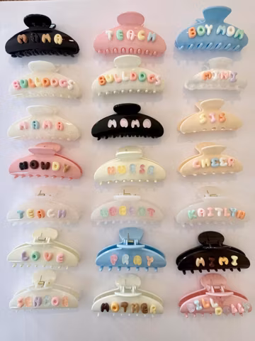 Personalized Bubble Letter Claw Clip | Custom Name Hair Accessory | Pastel or Neutral Letters