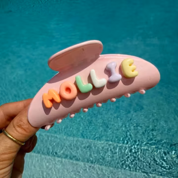 Personalized Bubble Letter Claw Clip | Personalized Name Hair Accessory | Pastel or Neutral Letters