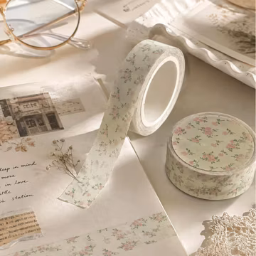 Vintage Floral Tape,Aesthetic Journal Supplies,Botanical Planner Stickers,Romantic Paper Craft Decor,Gift for Stationery Lovers