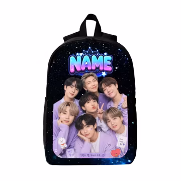 Personalized K Pop Boy Band Backpack, Custom Name Galaxy School Bag, Cute Music Fan Laptop Bookbag, Birthday Gift for Teens