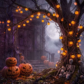 Witch Hat Pumpkin String Lights, Jack O Lantern Fairy Lights, Spooky Room Decor
