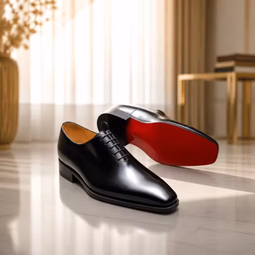 Christian Louboutin Men's Black Patent Leather Oxford Shoes Red Sole Formal Wedding Wear