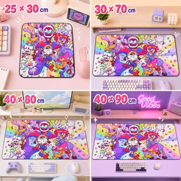 The Amazing Digital Circus Mouse Pad, Colorful Cartoon Desk Mat, Cute Gaming Mousepad, Gamer Gift, 25x30 30x70 40x80 40x90cm