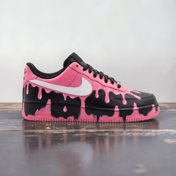 Custom Pink Black Sneakers, Hand Painted Shoes, Pink Black Drip Streetwear Sneakers, Sneaker Gift