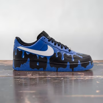 Custom Blue Black Sneakers, Hand Painted Shoes, Blue Black Drip Streetwear Sneakers, Sneaker Gift