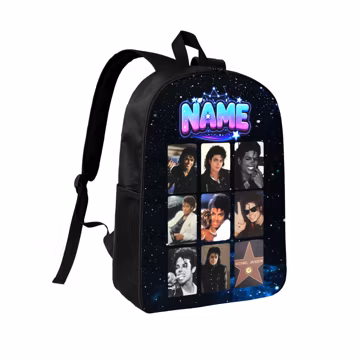 Personalized Pop Music Icon Backpack, Custom Name Galaxy School Bag, Vintage Singer Photo Collage Laptop Backpack, Music Fan Gift