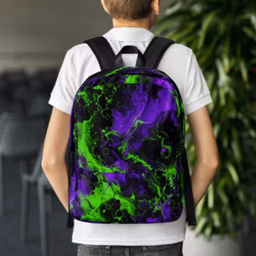Cyber Goth Bag, Neon Toxic Green Pack for College, Ultraviolet Pack with Laptop Pocket