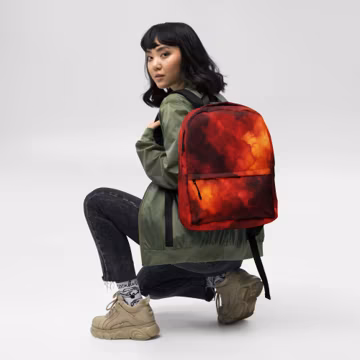Cherry Cola Bag, Dark Burgundy Pack for College, Glowing Aura Pack with Laptop Pocket
