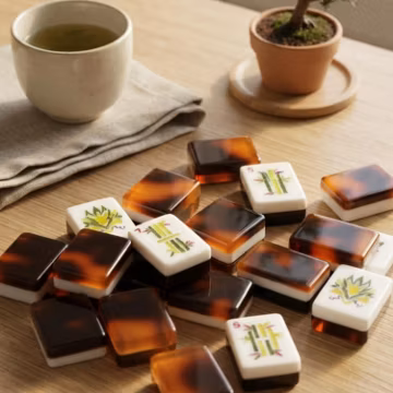 Tortoiseshell American Acrylic Mahjong Set, Luxury brown mahjong tiles