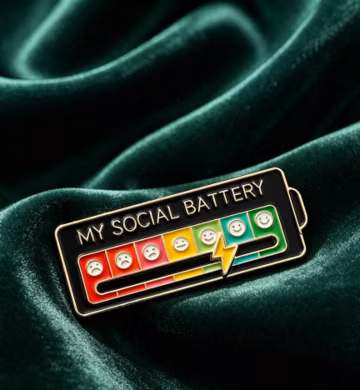 Interactive Mood Badge, Funny Introvert Gift, Novelty Lapel Pin,Social Battery Sliding Enamel Pin