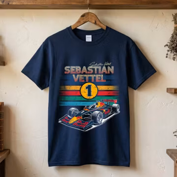 Sebastian Vettel Vintage Racing Shirt, Number 1 Grand Prix Tee, Retro Formula Car Adult T Shirt, Motorsport Gift