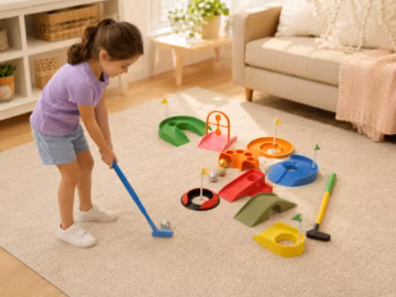Mini Golf Course Set | Kids Indoor Putting Game | Colorful Obstacle Course Toy | 3D Printed Play Set