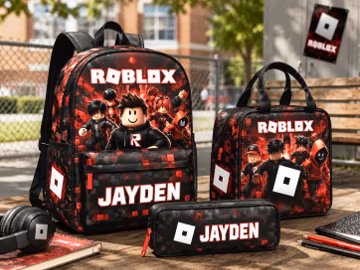 Personalized Roblox Backpack Set, Gaming Inspired Lunch Bag Pencil Case
