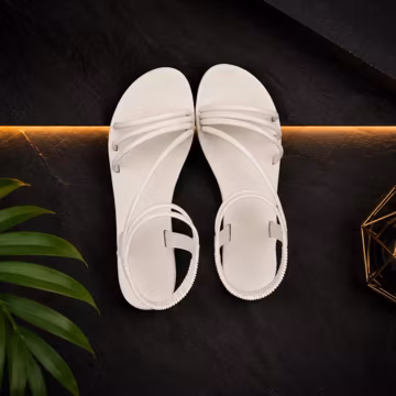White Strappy Flat Sandals Women Minimalist Slingback Summer Beach Casual Shoes