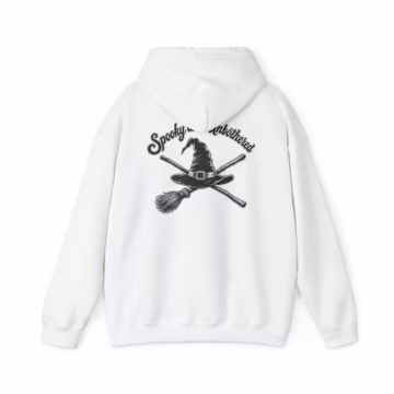 Spooky Witch Hat with Broom Hoodie | Halloween Witch Graphic