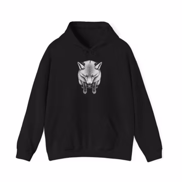 Ghostly Fox Illustration Hoodie | Monochrome Fox Face Sweatshirt