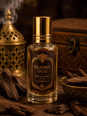 Classic Oud Attar | Pure Agarwood Perfume Oil | Long Lasting Natural Fragrance | Alcohol-Free Luxury Attar | Unisex Arabian Oud