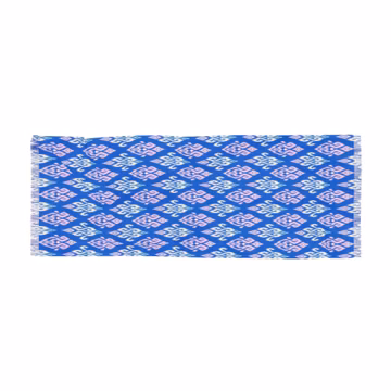 Blue Tribal Scarf Lightweight Boho Diamond Shawl Ethnic Print Wrap Soft Fringe Scarf Unique Anniversary Present Gift for Sister