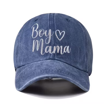 Boy Mama Heart Embroidered Washed Baseball Cap, Mom Life Dad Hat, Gift For Boy Mom, Mother’s Day Casual Hat
