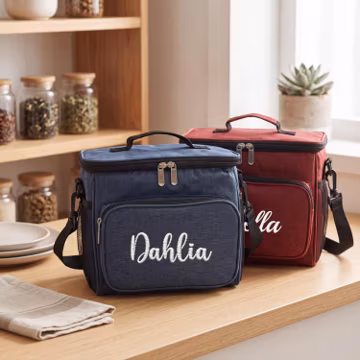 Custom Name Insulated Lunch Cooler Bag, Embroidered Monogram Lunch Tote, Personalized Lunch Box for Work, School, Travel