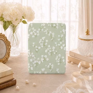 Green Ditsies Personalized Kindle Case with Strap for Paperwhite 11/10/12th, Colorsoft Cover, Kobo Clara Case, Detachable Magnetic Cover