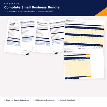 Small Business Bundle for Every Stage of Business | 13 PDF Packets, 15 Excel Templates (Digital Download)
