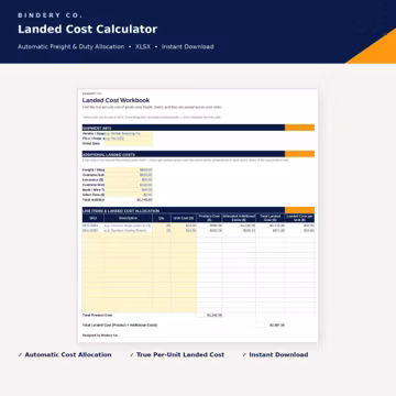 Landed Cost Calculator | Automatic Freight & Duty Allocation | Excel Template | Import Costing Spreadsheet