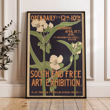 Vintage Botanical Poster: South End Art Exhibition, 1895 Boston Art Nouveau Print