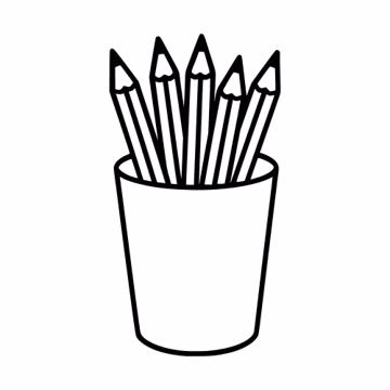 Pencil Cup SVG Clipart, Cut File for Cricut, Silhouette (Digital Download)