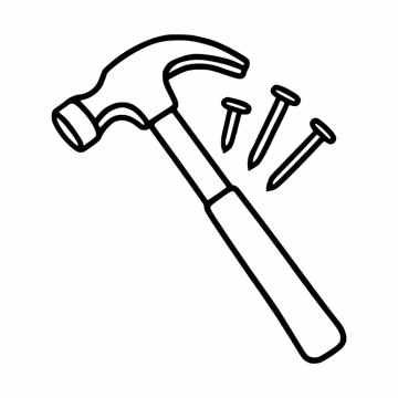 Hammer and Nails SVG Clipart, Cut File for Cricut (Digital Download)