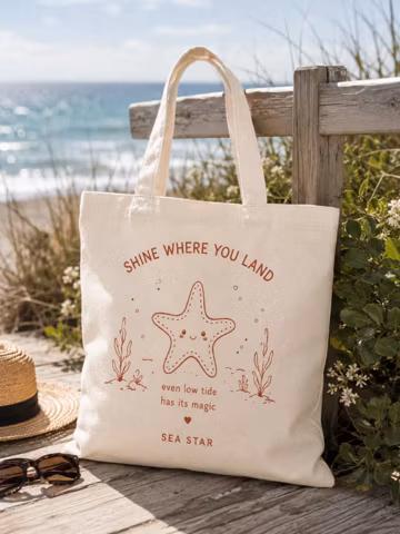 Cotton Canvas Tote Bag | Snorkeling Series | Sea Star