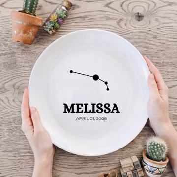 Custom Zodiac Ring Dish, Personalized Constellation Jewelry Tray, Ceramic Keepsake
