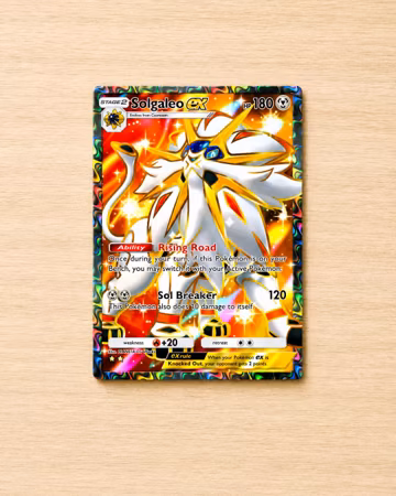 TCG Pocket Physical Custom Card Full Art Solgaleo EX Celestial Guardians | High Fidelity Proxy Trading Card for Binder Display