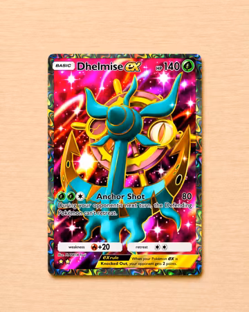 TCG Pocket Physical Custom Card Full Art Dhelmise EX Celestial Guardians | High Fidelity Proxy Trading Card for Binder Display