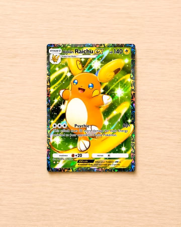 TCG Pocket Physical Custom Card Full Art Alolan Raichu EX Celestial Guardians | High Fidelity Proxy Trading Card for Binder Display