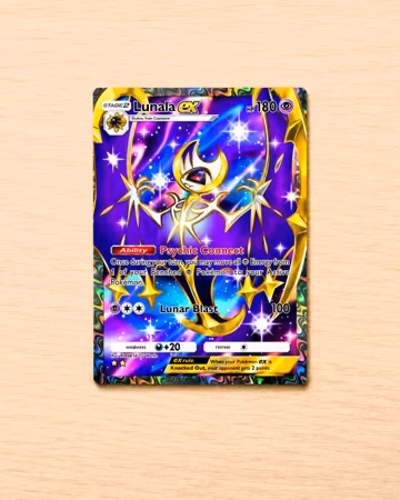 TCG Pocket Physical Custom Card Full Art Lunala EX Celestial Guardians | High Fidelity Proxy Trading Card for Binder Display